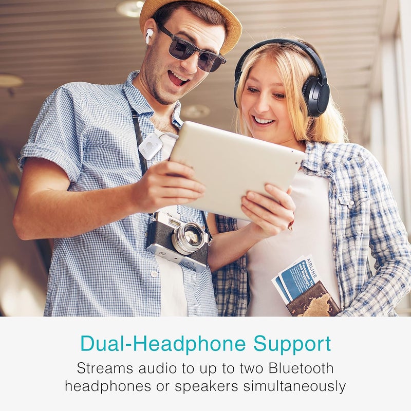 MEE Audio محول صوتي لاسلكي بلوتوث Connect Air أثناء الرحلة لعدد يصل إلى 2 من AirPods / سماعات أخرى؛ يعمل مع جميع مقابس 3.5 مم على الطائرات، معدات الصالة الرياضية، أجهزة التلفاز، وأجهزة الألعاب. - Image 3